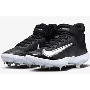NEW Nike Men’s 10 Alpha Huarache Elite 4 Mid Black/White Baseball Cleats